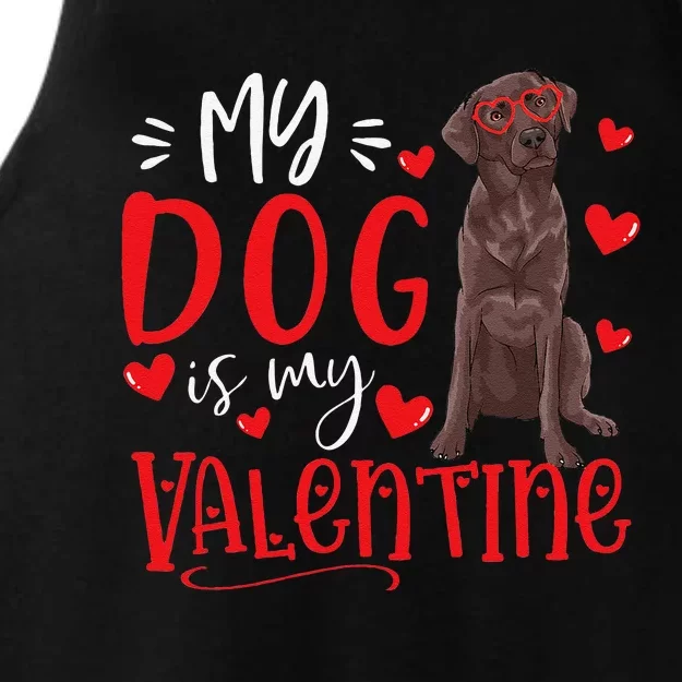 My Dog Is My Valentine Chocolate Labrador Valentines Day Dog Ladies Tri-Blend Wicking Tank