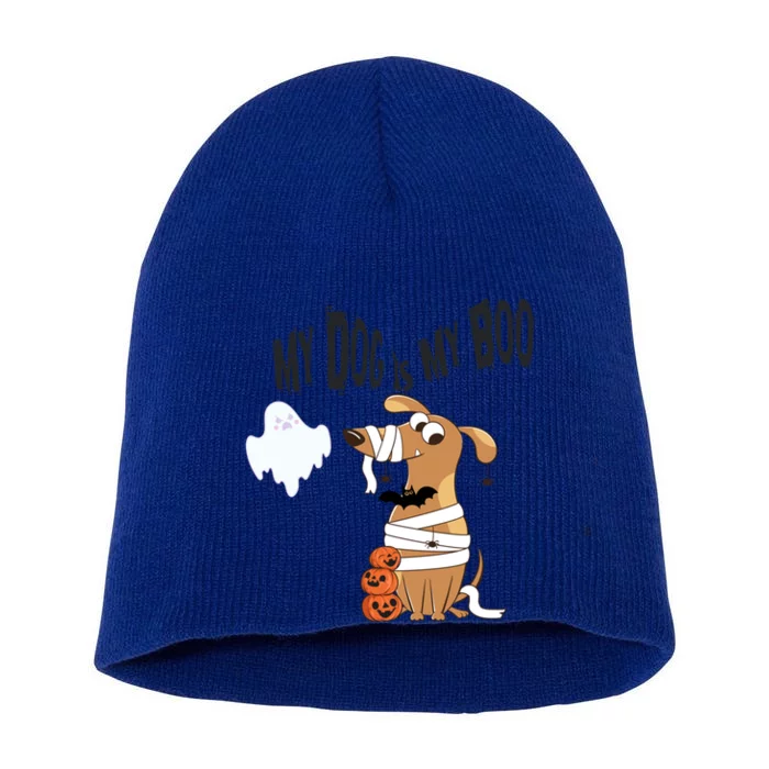 My Dog Is My Boo Ghost Halloween Funny Dog Boo Spooky Season Gift Short Acrylic Beanie