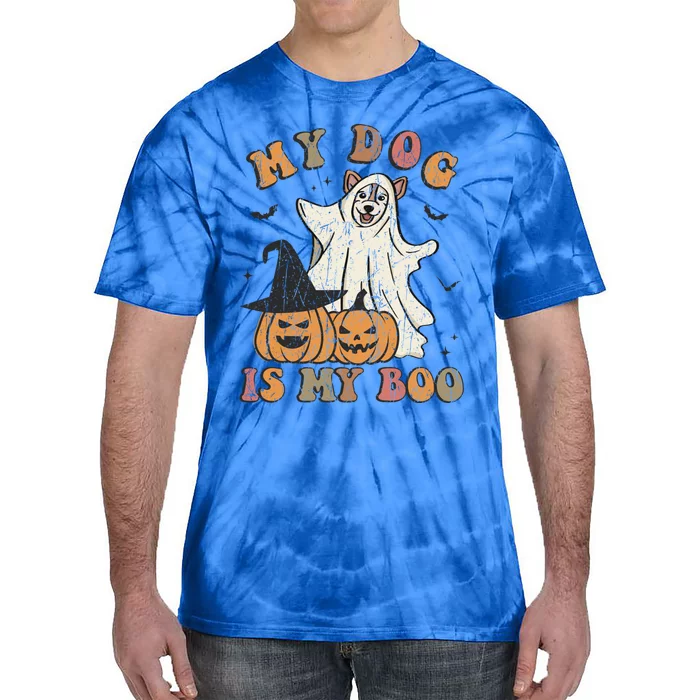 My Dog Is My Boo Ghost Spooky Halloween Dog Lover Groovy Cool Gift Tie-Dye T-Shirt