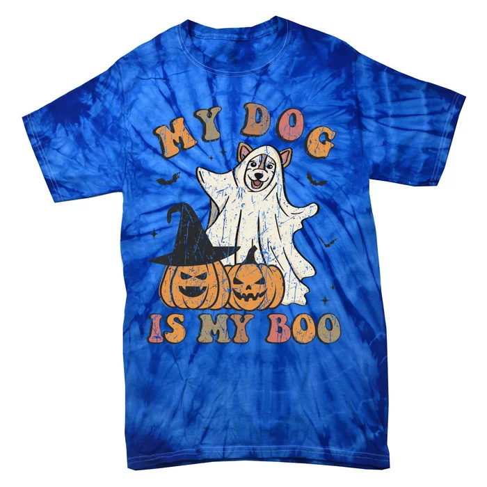 My Dog Is My Boo Ghost Spooky Halloween Dog Lover Groovy Cool Gift Tie-Dye T-Shirt