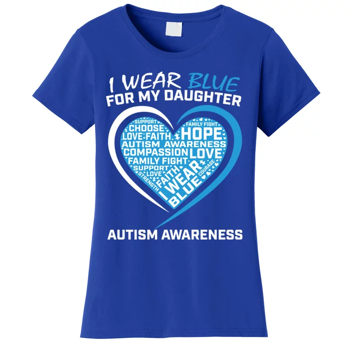 Mom Dad I Wear Blue For My Daughter Autism Awareness Gift Women's T-Shirt