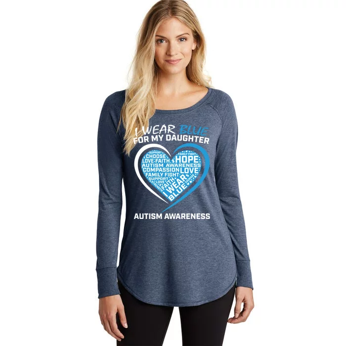 Mom Dad I Wear Blue For My Daughter Autism Awareness Gift Women's Perfect Tri Tunic Long Sleeve Shirt