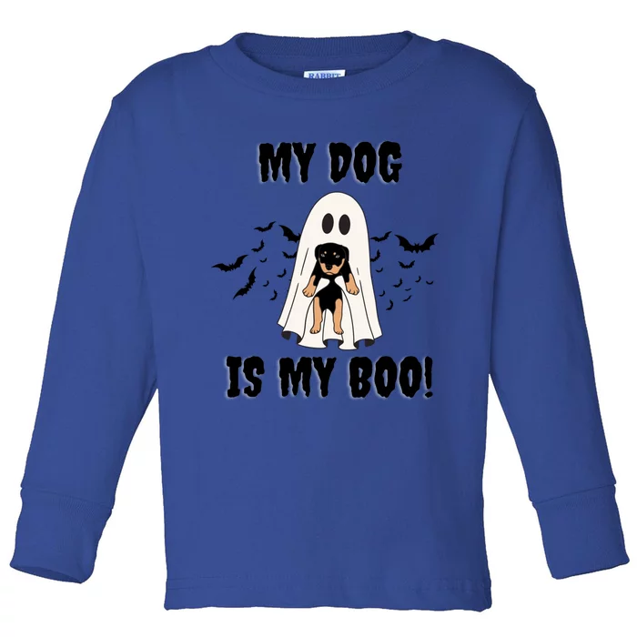 My Dog Is My Boo Ghost Spooky Halloween Dog Lover Groovy Gift Toddler Long Sleeve Shirt