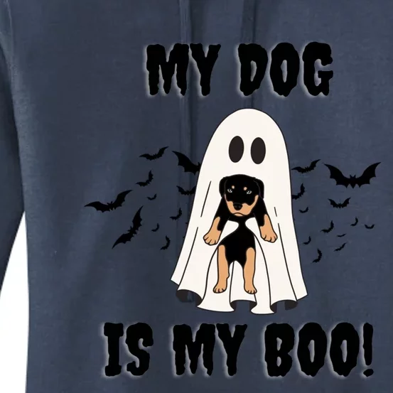 My Dog Is My Boo Ghost Spooky Halloween Dog Lover Groovy Gift Women's Pullover Hoodie