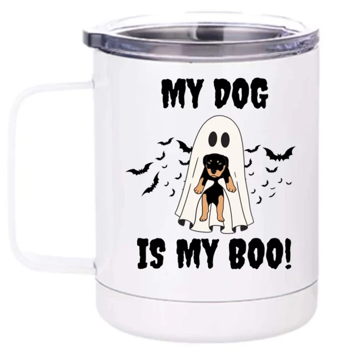 My Dog Is My Boo Ghost Spooky Halloween Dog Lover Groovy Gift Front & Back 12oz Stainless Steel Tumbler Cup