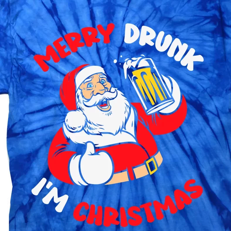 Merry Drunk IM Christmas Funny Santa Joke Xmas Beer Lover Gift Tie-Dye T-Shirt