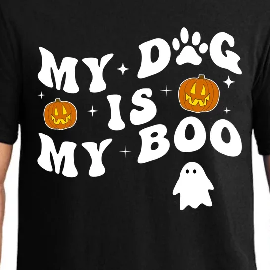 My Dog Is My Boo Groovy Ghost Dog Halloween Funny Gift Pajama Set