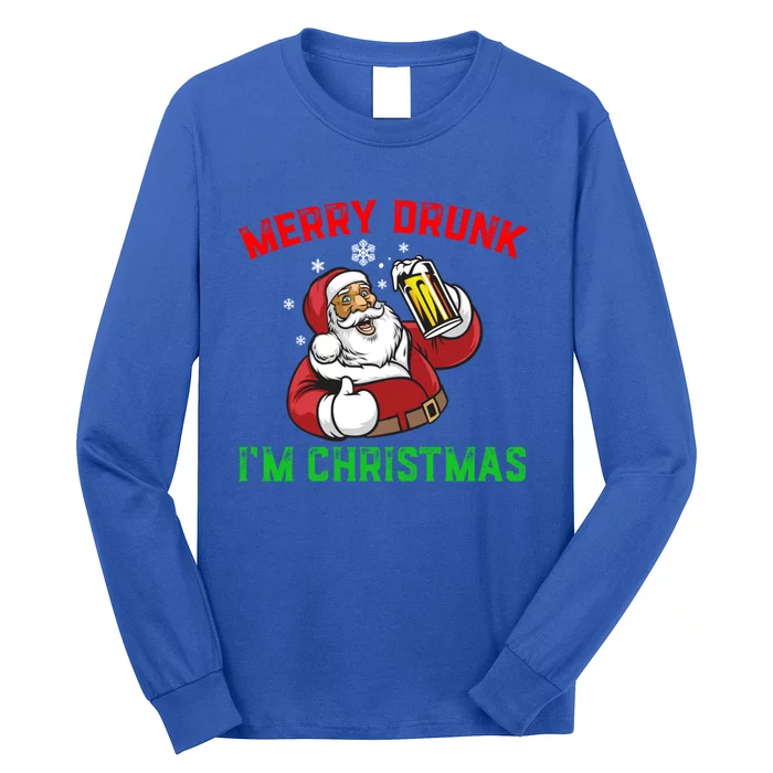 Merry Drunk IM Christmas Santa Ing Beer Gift Long Sleeve Shirt