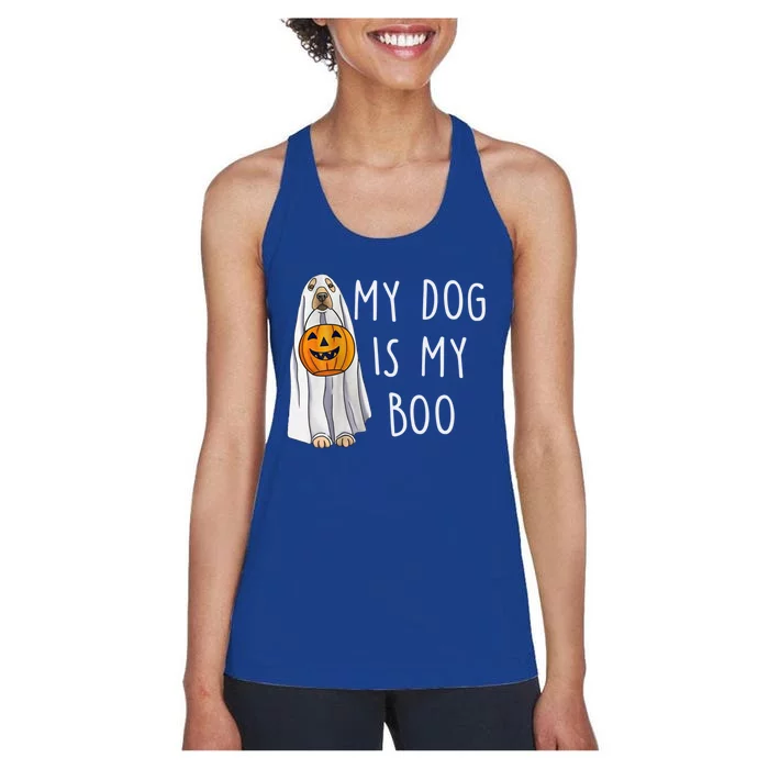 My Dog Is My Boo Halloween Funny Dog Owner Ghost Lover Gift Women's Racerback Tank