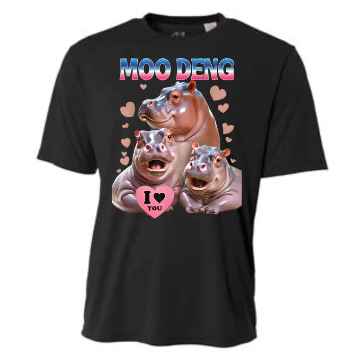 Moo Deng I Love You Hippo Cooling Performance Crew T-Shirt