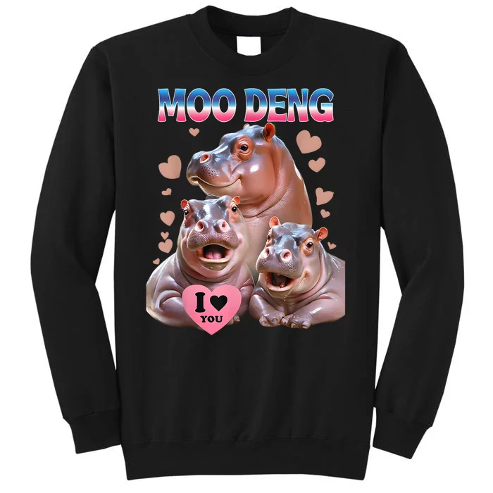 Moo Deng I Love You Hippo Sweatshirt