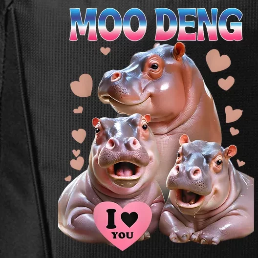 Moo Deng I Love You Hippo City Backpack