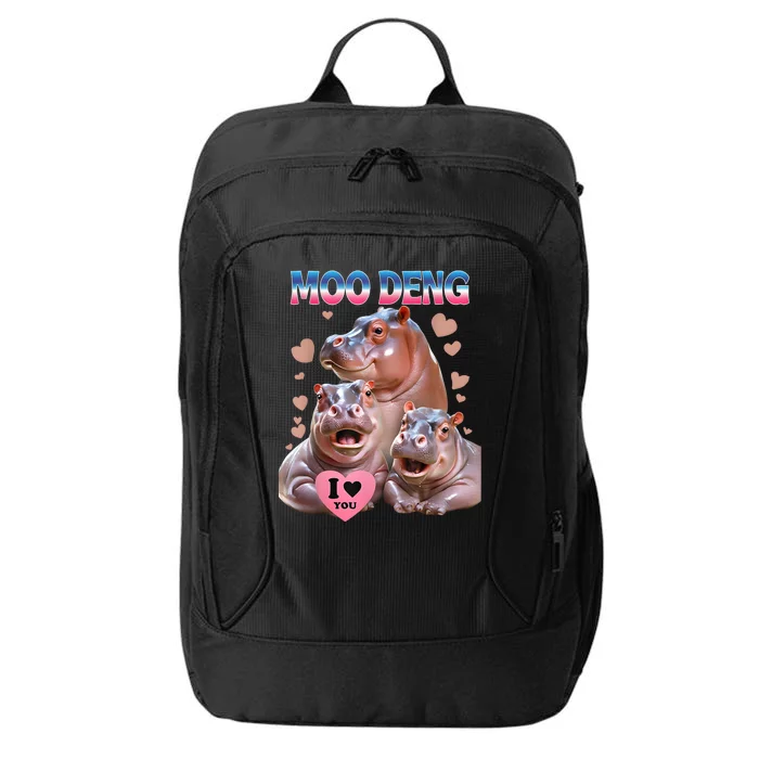 Moo Deng I Love You Hippo City Backpack