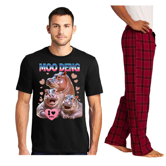 Moo Deng I Love You Hippo Pajama Set