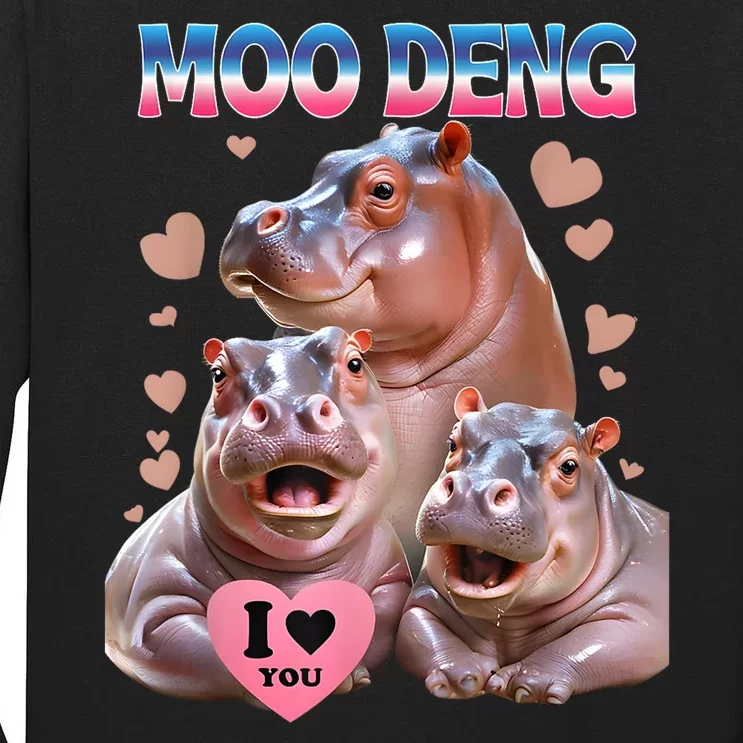 Moo Deng I Love You Hippo Tall Long Sleeve T-Shirt