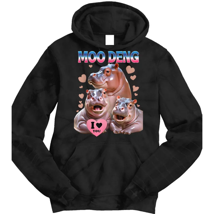 Moo Deng I Love You Hippo Tie Dye Hoodie