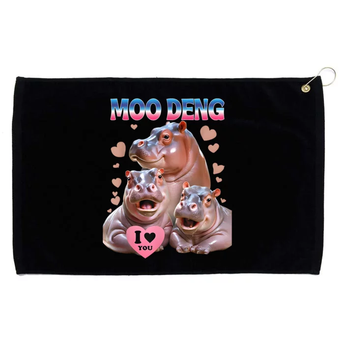 Moo Deng I Love You Hippo Grommeted Golf Towel