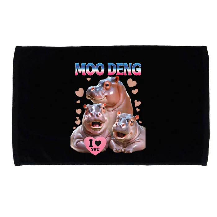 Moo Deng I Love You Hippo Microfiber Hand Towel