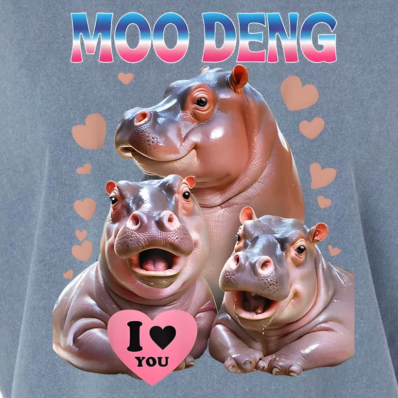 Moo Deng I Love You Hippo Garment-Dyed Women's Muscle Tee