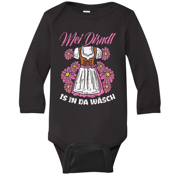 Mei Dirndl In Da Wasch Oktoberfest Funny German Baby Long Sleeve Bodysuit