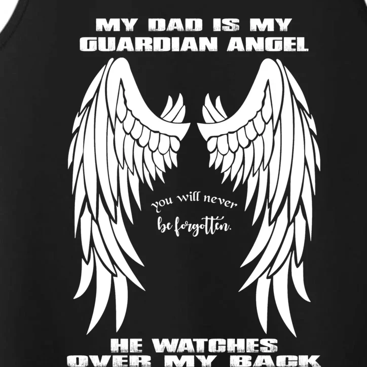 My Dad Is My Guardian Angel - Text on Back Performance Tank