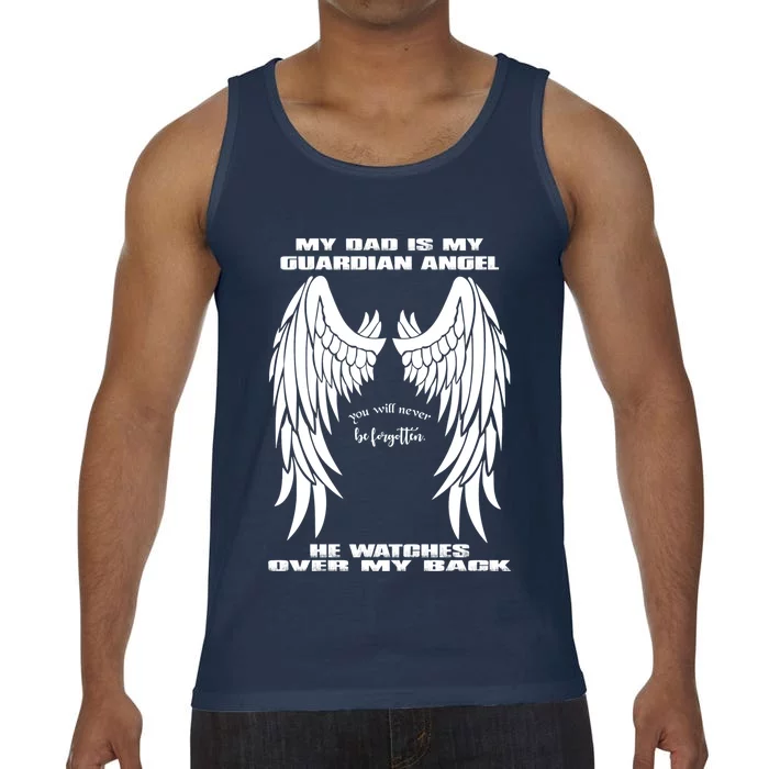 My Dad Is My Guardian Angel - Text on Back Comfort Colors® Tank Top