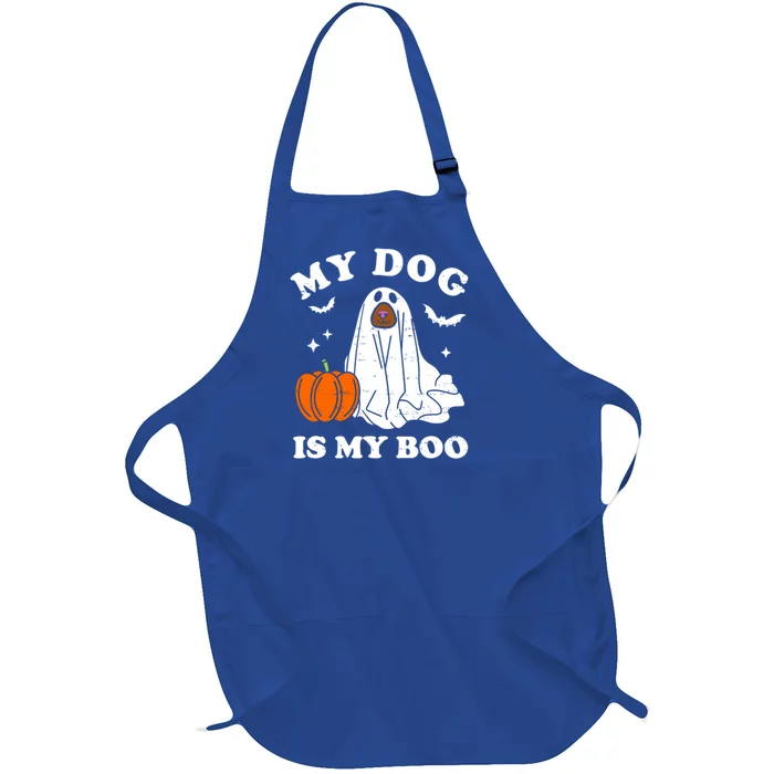 My Dog Is My Boo Halloween Funny Dog Owner Ghost Lover Great Gift Full-Length Apron With Pocket