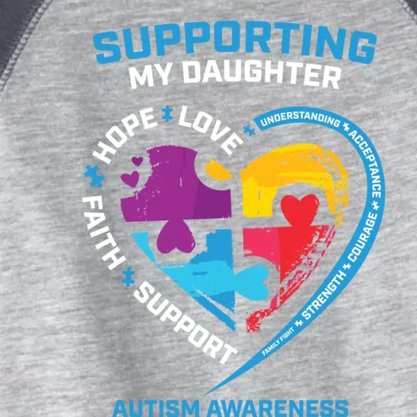 Mom Dad I Wear Blue Daughter Autism Awareness Puzzle Piece Great Gift Toddler Fine Jersey T-Shirt