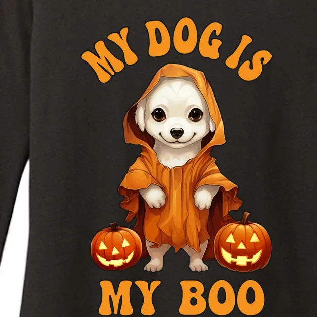 My Dog Is My Boo Halloween Ghost Groovy Retro Spooky Season Great Gift Womens CVC Long Sleeve Shirt