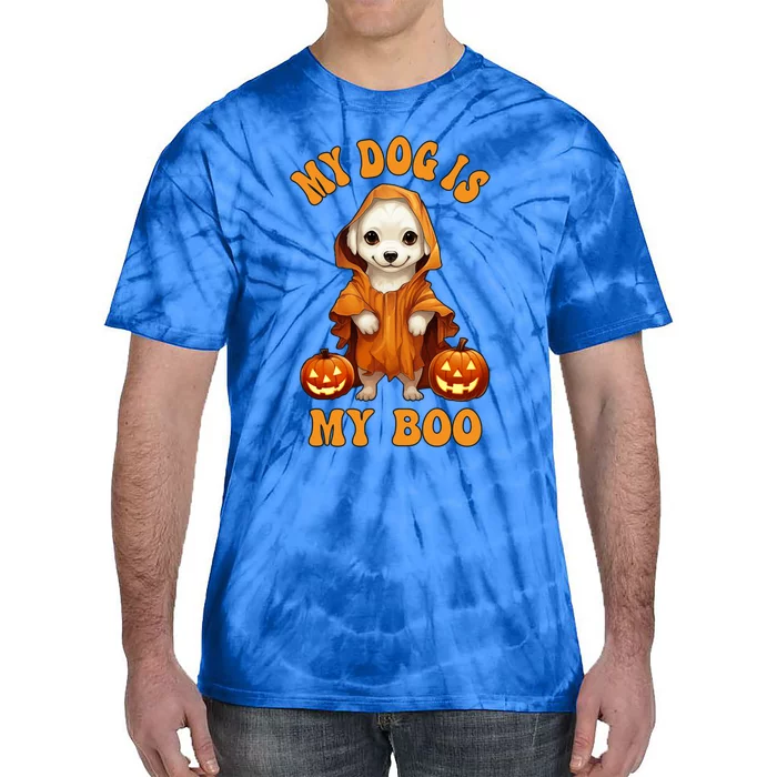 My Dog Is My Boo Halloween Ghost Groovy Retro Spooky Season Great Gift Tie-Dye T-Shirt