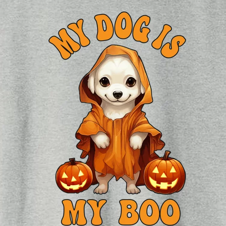 My Dog Is My Boo Halloween Ghost Groovy Retro Spooky Season Great Gift Women's Crop Top Tee