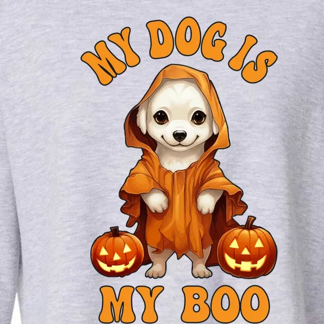 My Dog Is My Boo Halloween Ghost Groovy Retro Spooky Season Great Gift Cropped Pullover Crew