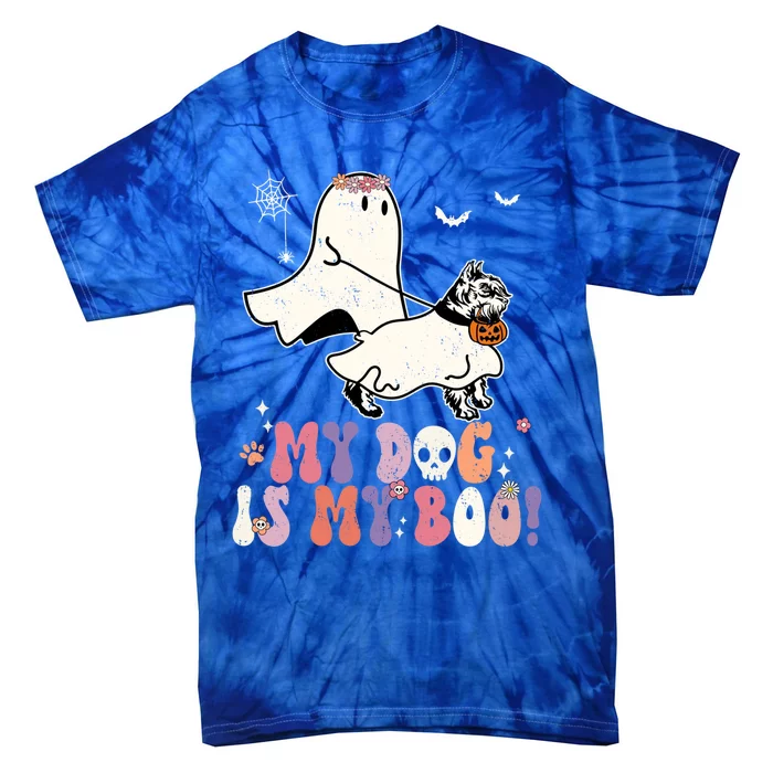 My Dog Is My Boo Schnauzer Pumpkin Funny Ghost Halloween Gift Tie-Dye T-Shirt