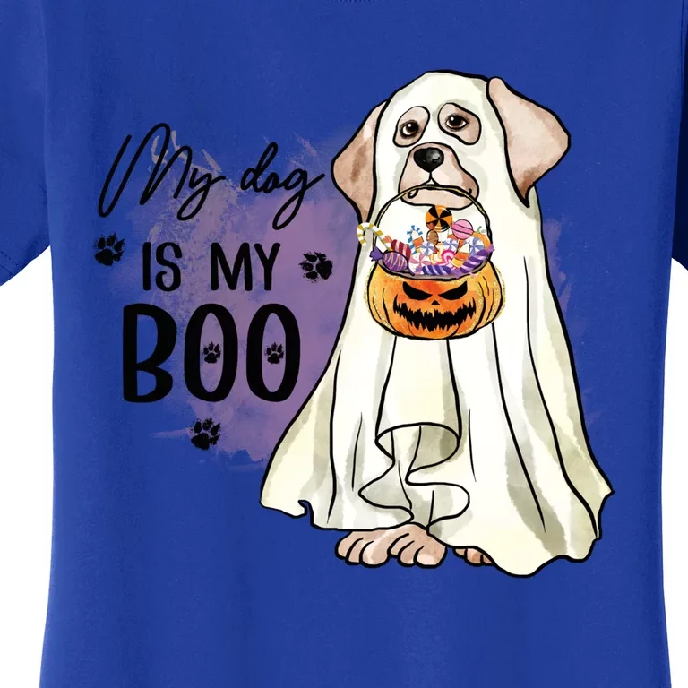 My Dog Is My Boo Spooky Season Ghost Halloween Groovy Retro Gift Women's T-Shirt