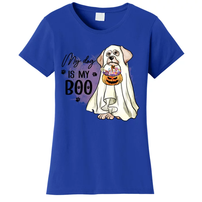 My Dog Is My Boo Spooky Season Ghost Halloween Groovy Retro Gift Women's T-Shirt