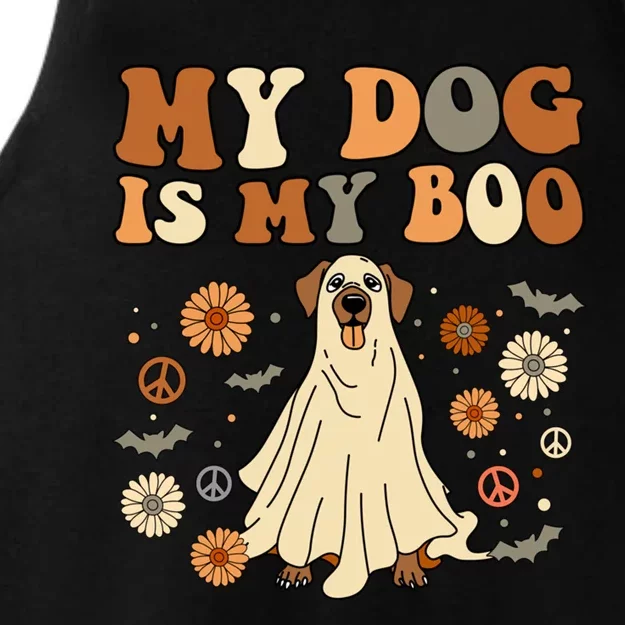 My Dog Is My Boo Spooky Season Ghost Halloween Groovy Retro Gift Ladies Tri-Blend Wicking Tank