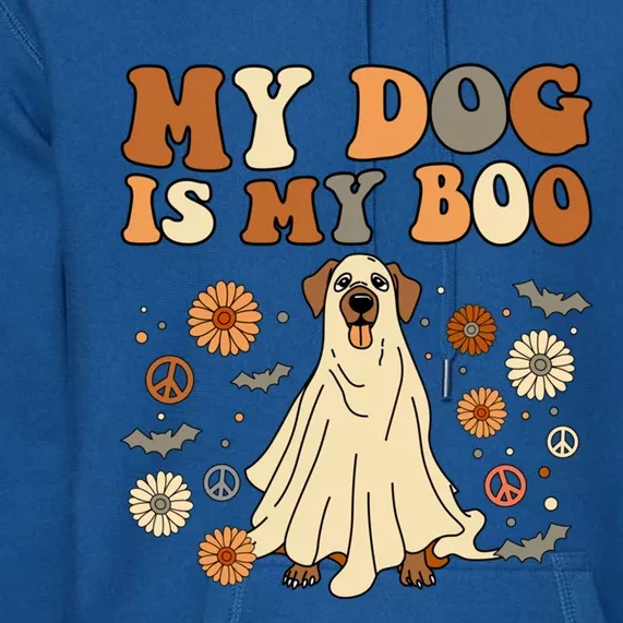 My Dog Is My Boo Spooky Season Ghost Halloween Groovy Retro Gift Premium Hoodie