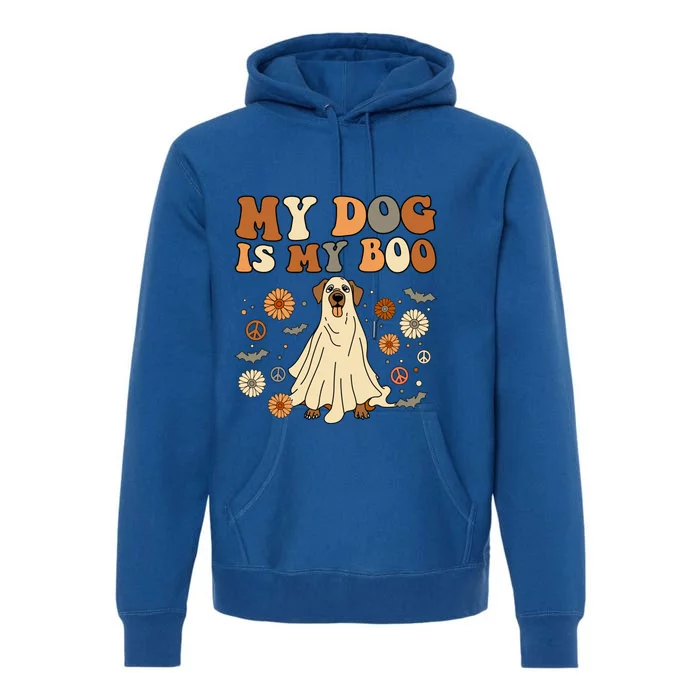 My Dog Is My Boo Spooky Season Ghost Halloween Groovy Retro Gift Premium Hoodie