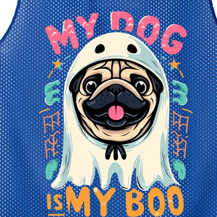 My Dog Is My Boo Spooky Season Ghost Halloween Groovy Retro Funny Gift Mesh Reversible Basketball Jersey Tank