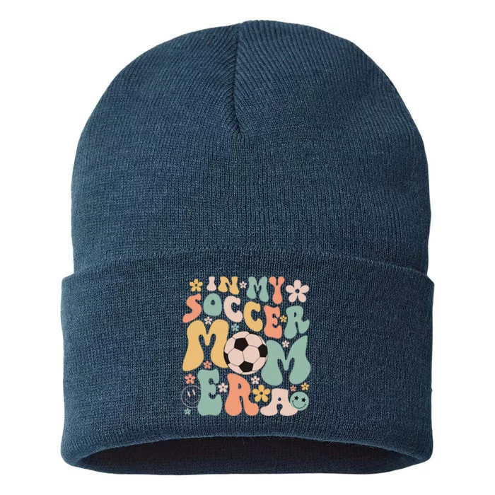 Mothers Day In My Soccer Mom Era Groovy Soccer Mom Life Sustainable Knit Beanie