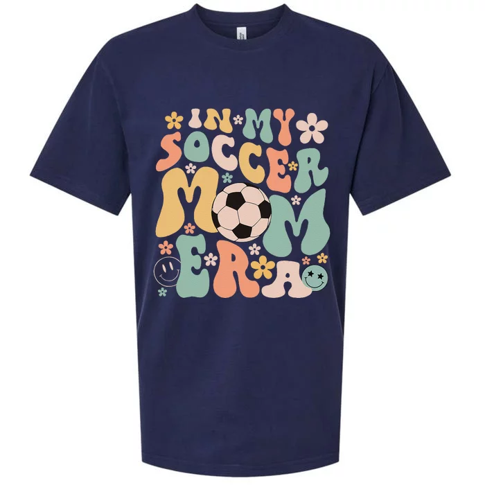 Mothers Day In My Soccer Mom Era Groovy Soccer Mom Life Sueded Cloud Jersey T-Shirt