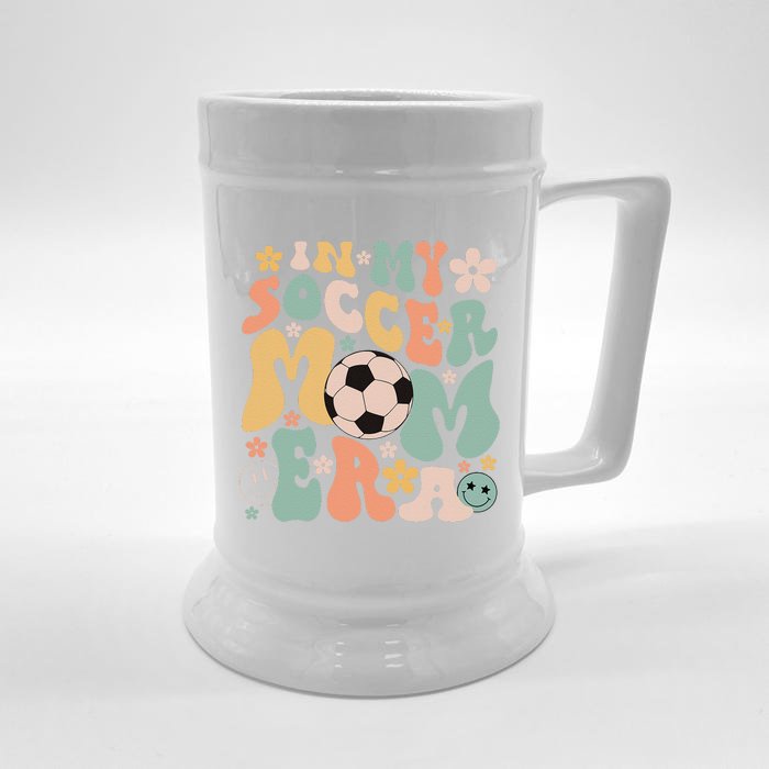 Mothers Day In My Soccer Mom Era Groovy Soccer Mom Life Front & Back Beer Stein