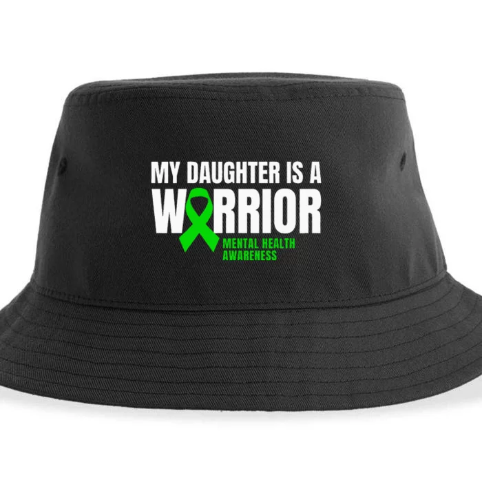 My Daughter Is A Warrior Mental Health Awareness Gift Ribbon Sustainable Bucket Hat