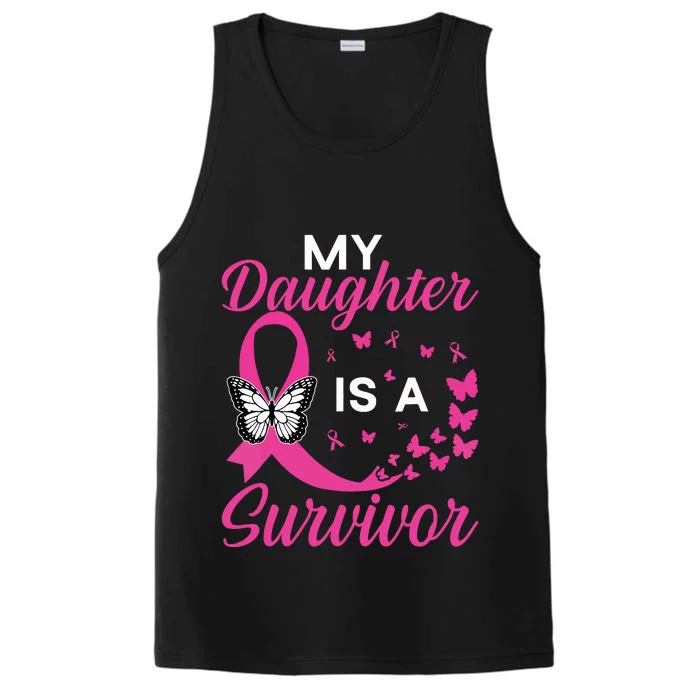 My Daughter Is A Survivor Breast Cancer Awareness Butterfly Performance Tank