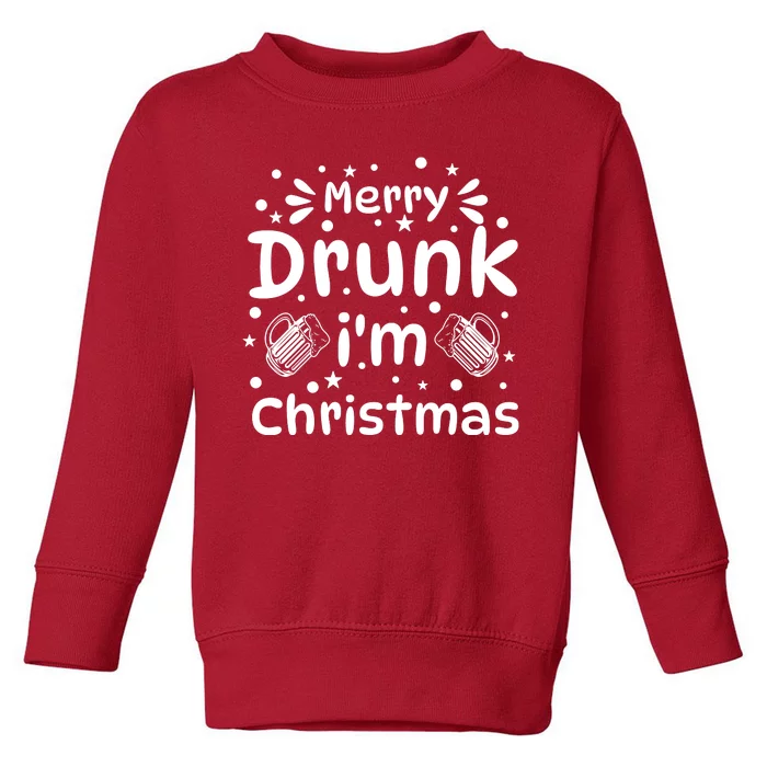 Merry Drunk I'm Christmas Funny Holiday Toddler Sweatshirt