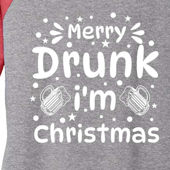 Merry Drunk I'm Christmas Funny Holiday Women's Tri-Blend 3/4-Sleeve Raglan Shirt