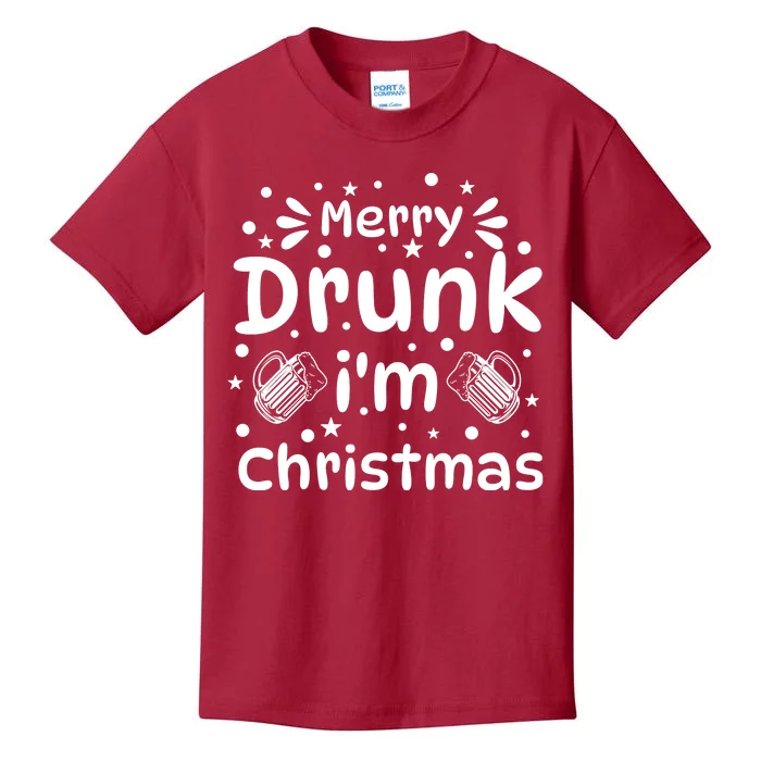 Merry Drunk I'm Christmas Funny Holiday Kids T-Shirt