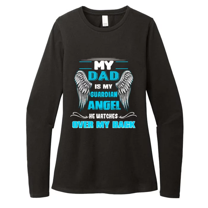 My Dad Is My Guardian Angel He Watches Over My Back Loss Dad Gift Womens CVC Long Sleeve Shirt