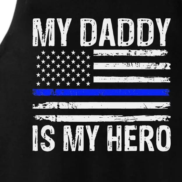 My Daddy is My Hero American Flag Fathers Day Ladies Tri-Blend Wicking Tank