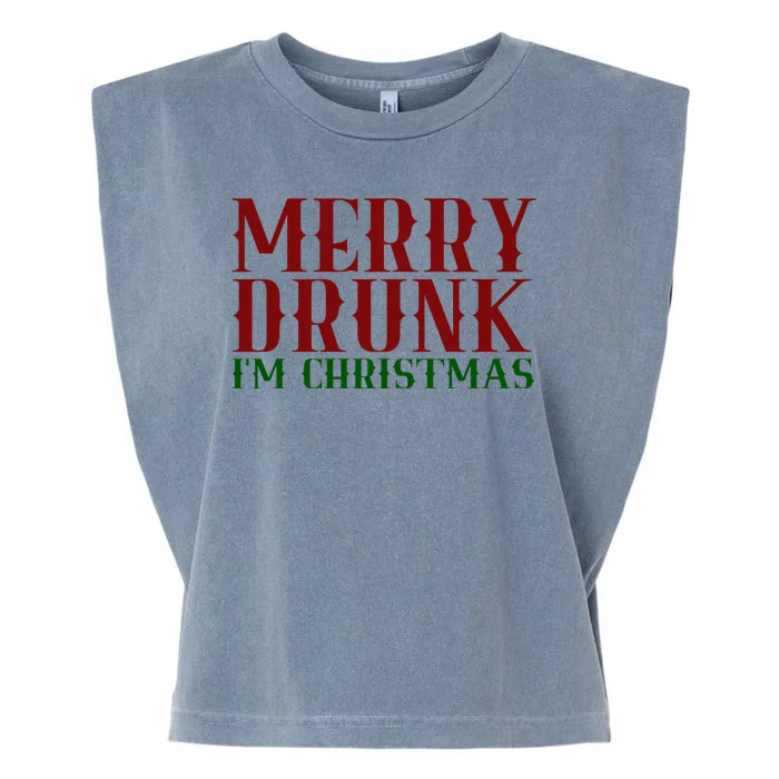 Merry Drunk Im Christmas Funny Holiday Garment-Dyed Women's Muscle Tee